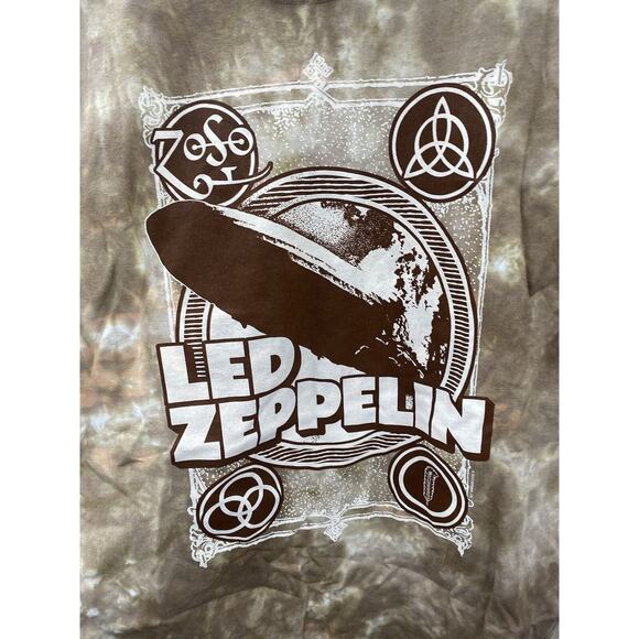 Led Zeppelin Blimp 1969 Merch Tee Brown Large Unisex Classic Rock Music - Picture 2 of 7